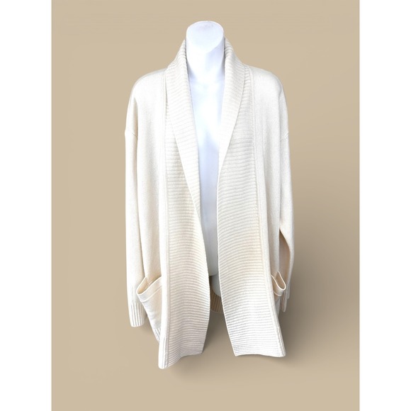 LAUREN RALPH LAUREN NWT Cashmere Cream Knit Shawl Collar Cardigan Sweater SZ XL - Picture 6 of 16